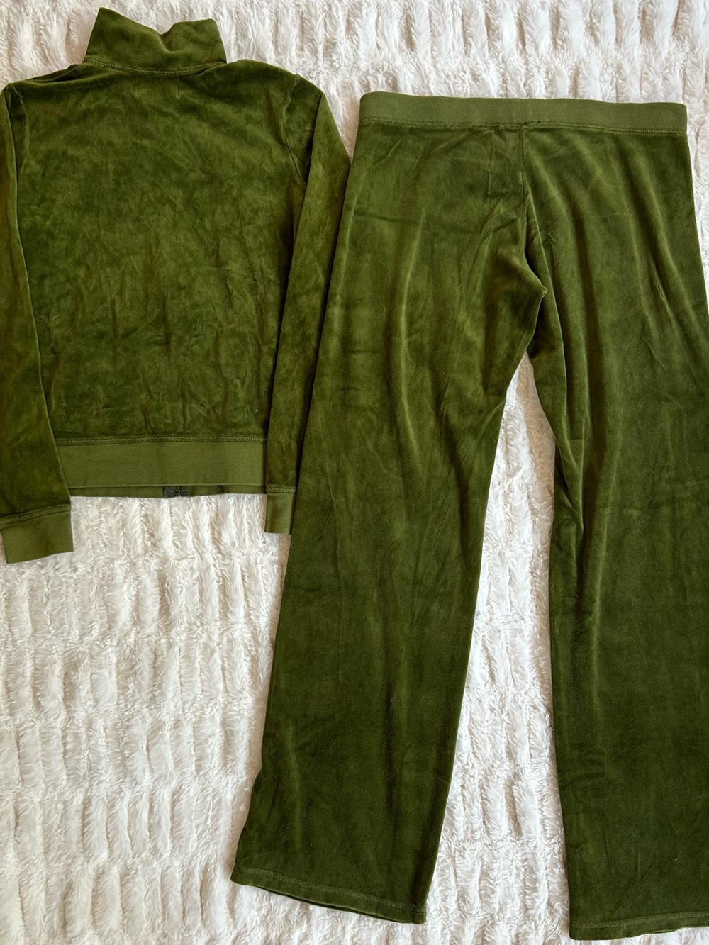 Y2K Vintage Juicy Couture Velour Tracksuit Set Made in USA Green - Picture 11 of 13